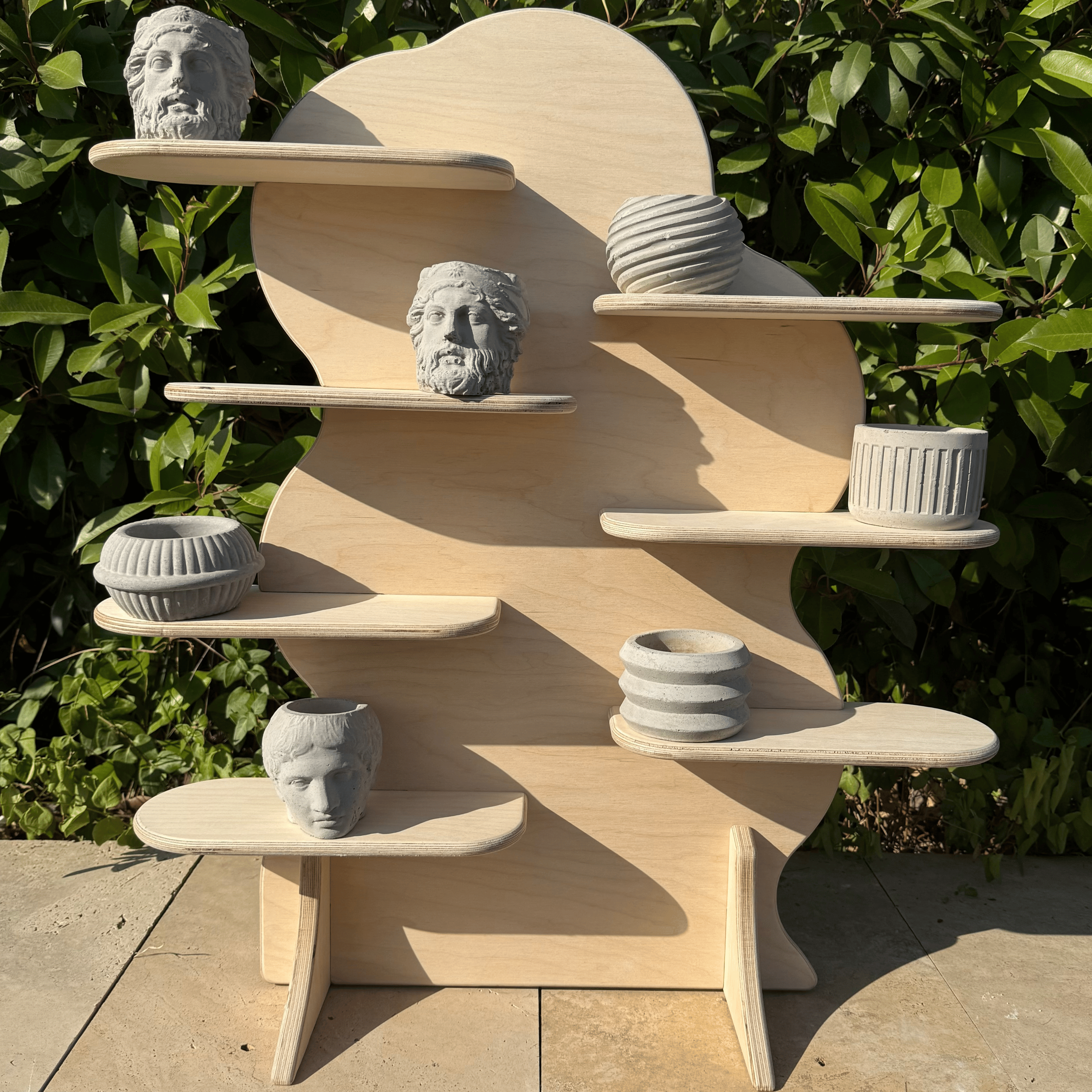 Asymmetrical Wavy Collapsible Wooden Display Stand