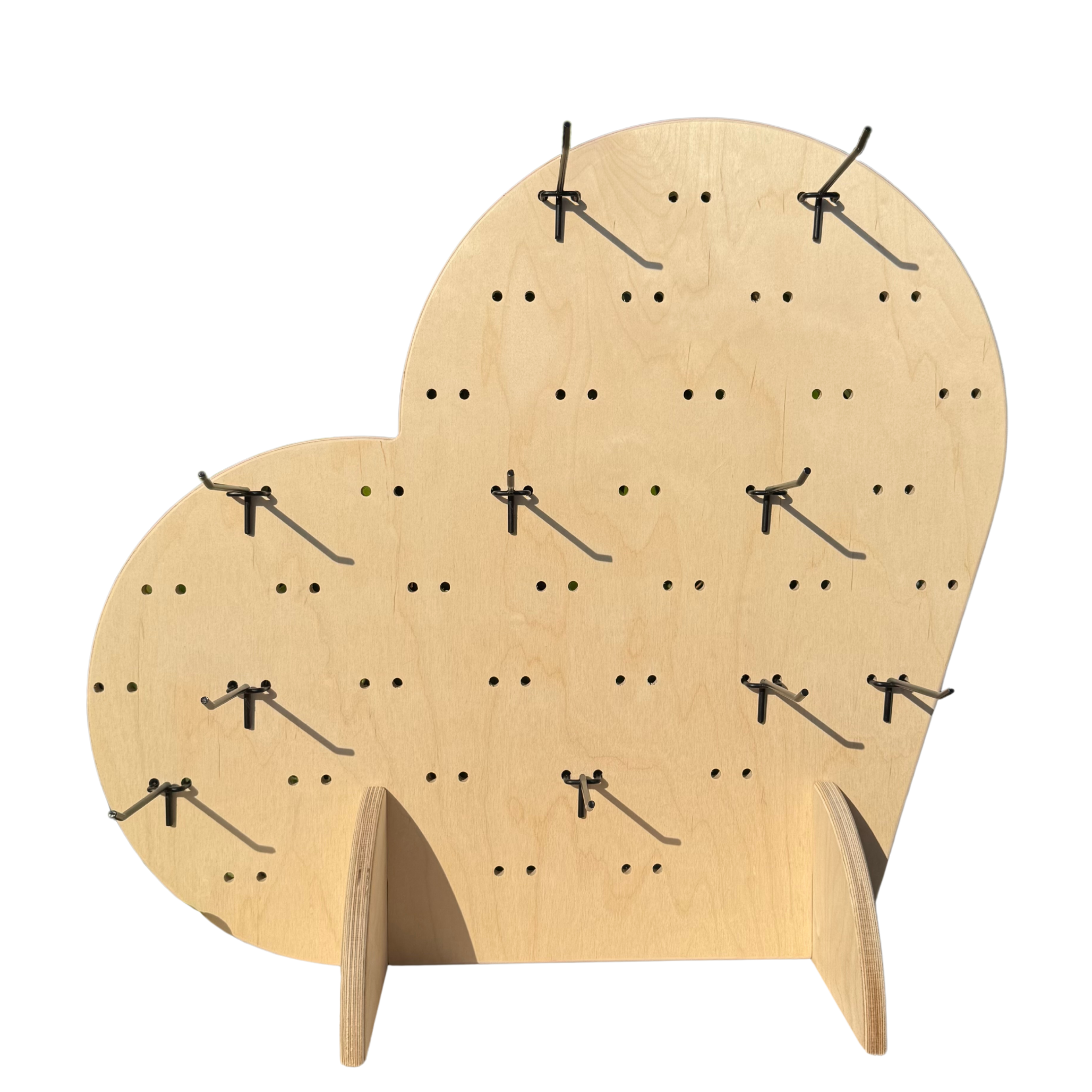 Lovely Collapsible Wooden Pegboard Display Stand + Metal Hooks