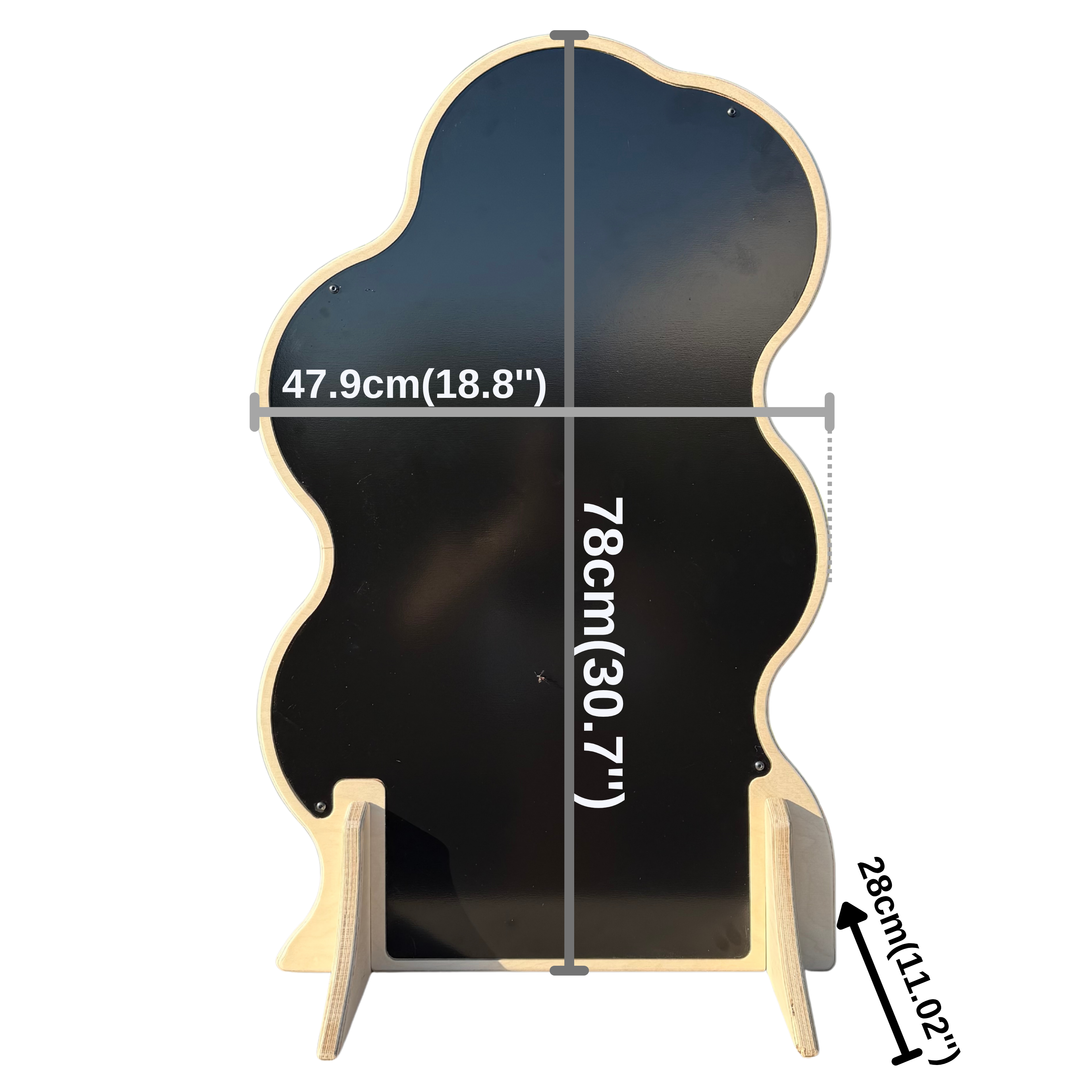 Asymmetrical Wavy Collapsible Wooden Magnet Display Stand | Black Metal Surface