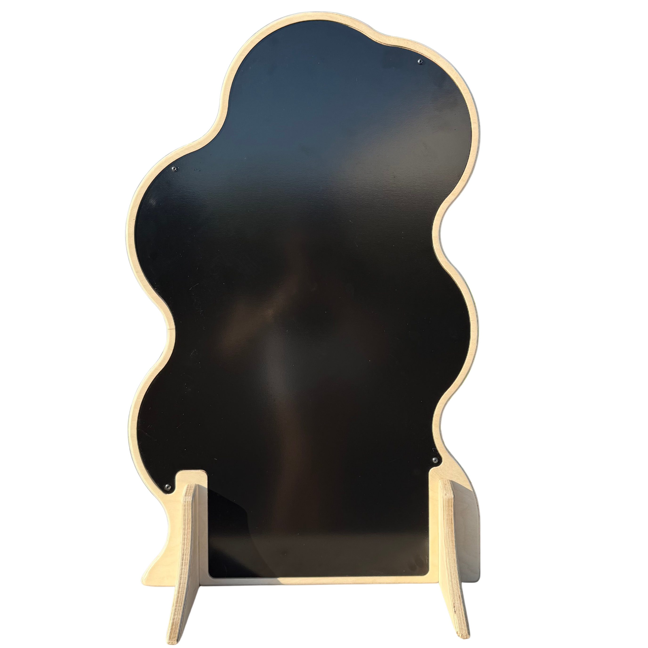 Asymmetrical Wavy Collapsible Wooden Magnet Display Stand | Black Metal Surface