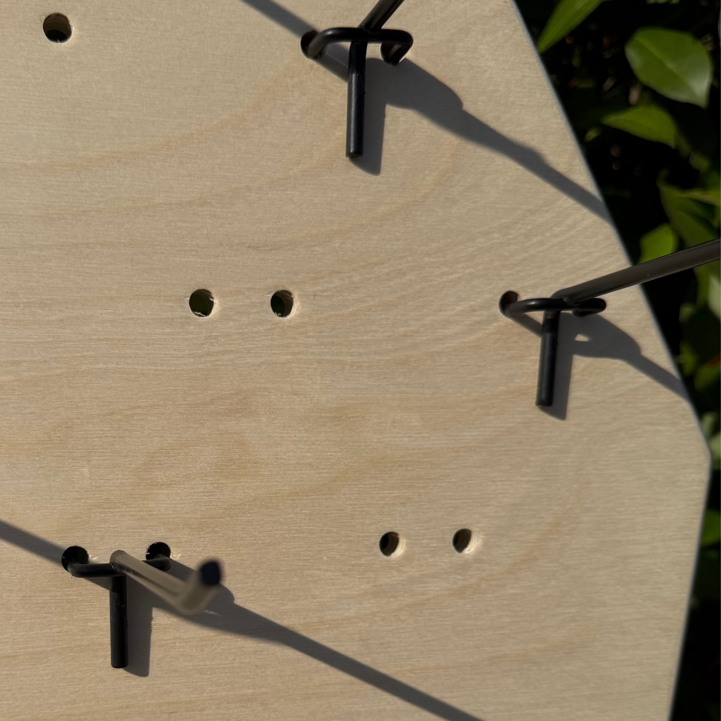 Coffin Collapsible Wooden Pegboard Display Stand + Metal Hooks