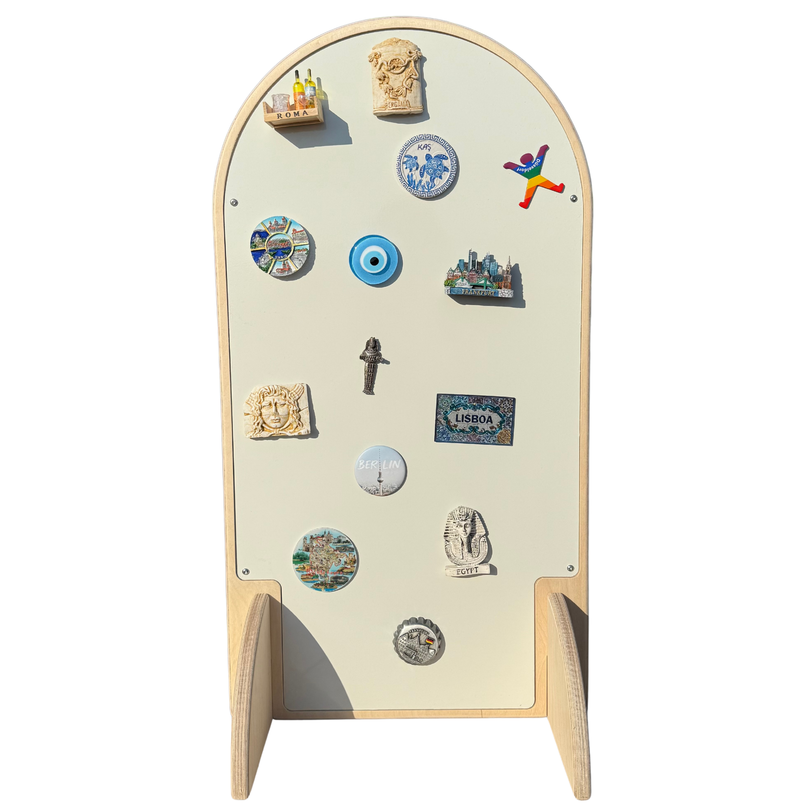 Greebi Collapsible Wooden Magnet Display Stand | White Metal Surface