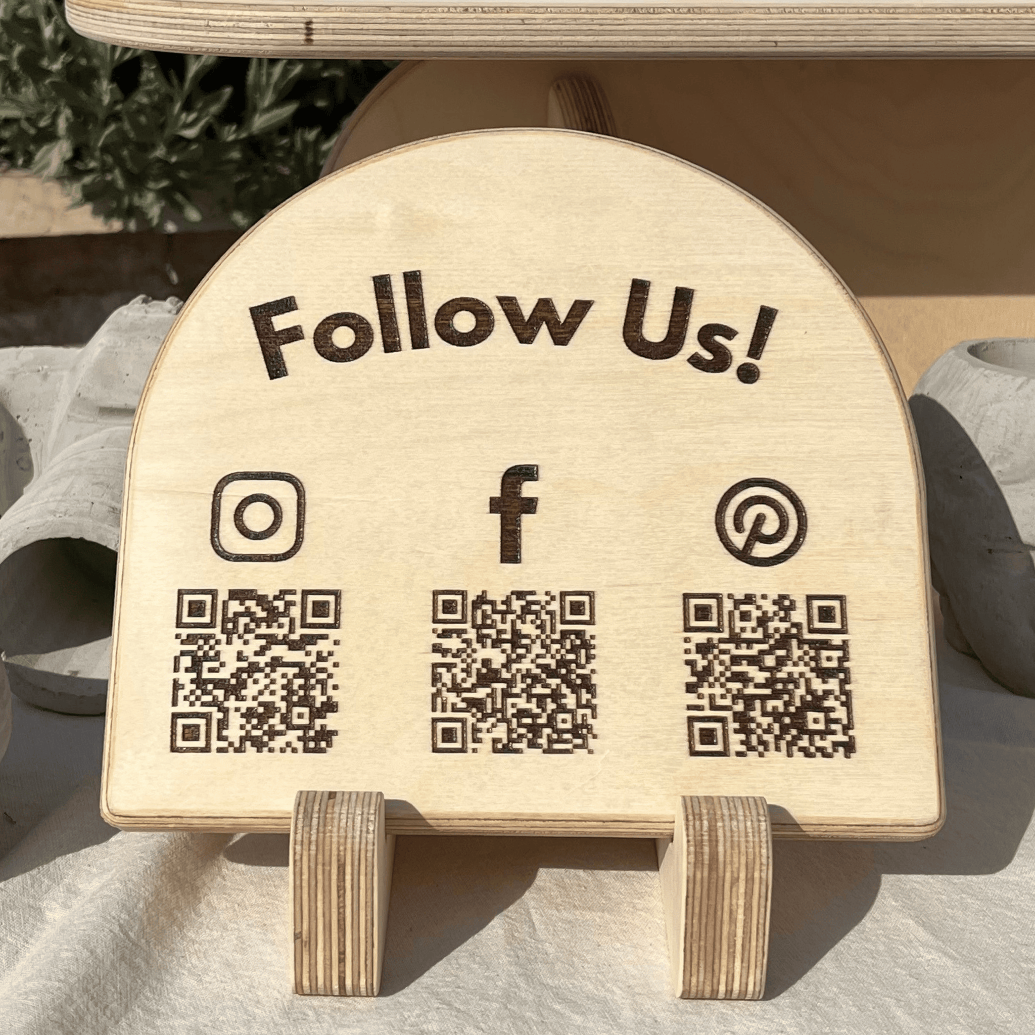 Arch Personalized Tilted Wooden QR Code Sign