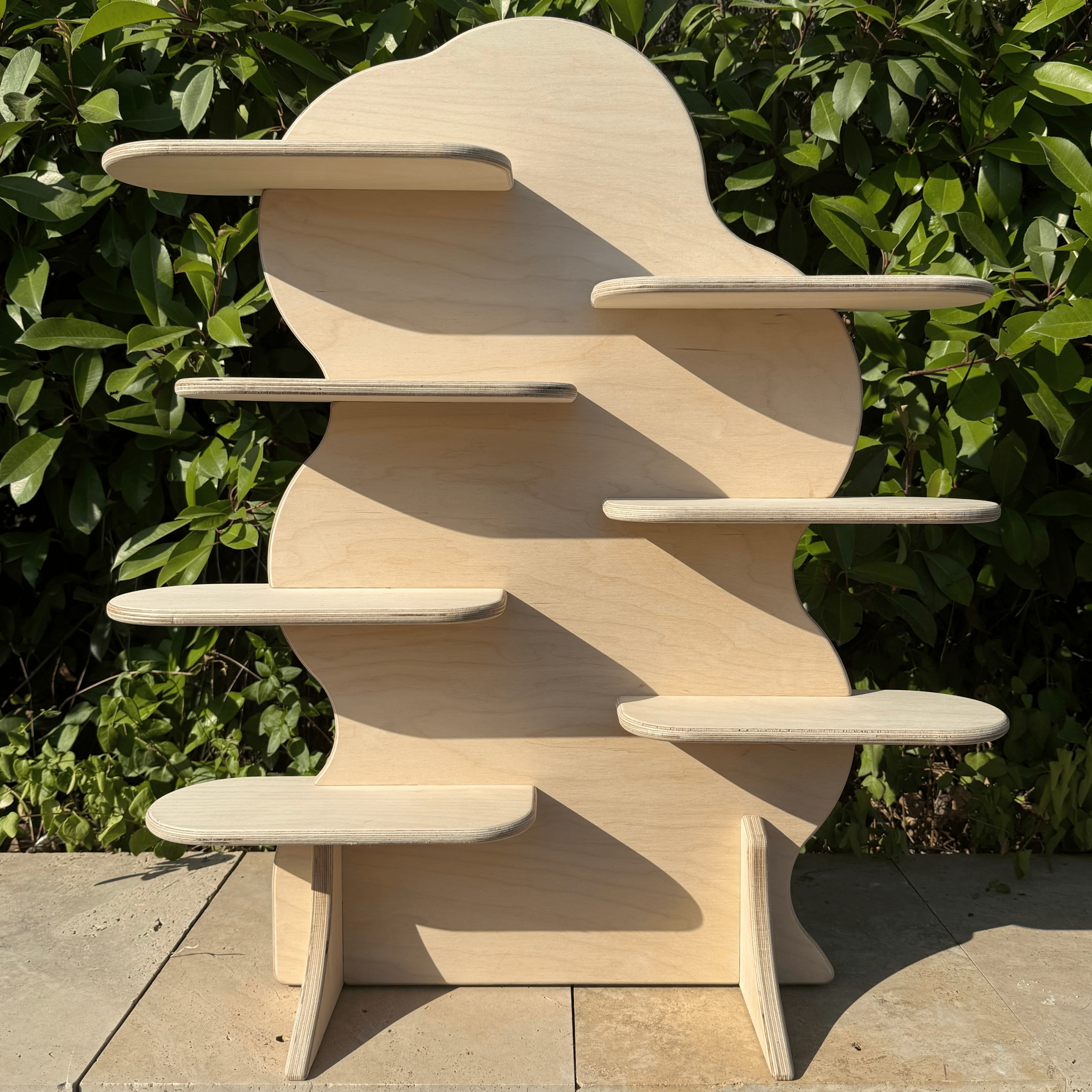 Asymmetrical Wavy Collapsible Wooden Display Stand
