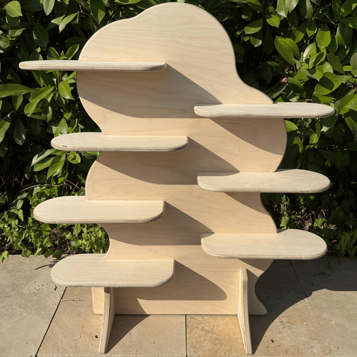 Asymmetrical Wavy Collapsible Wooden Display Stand