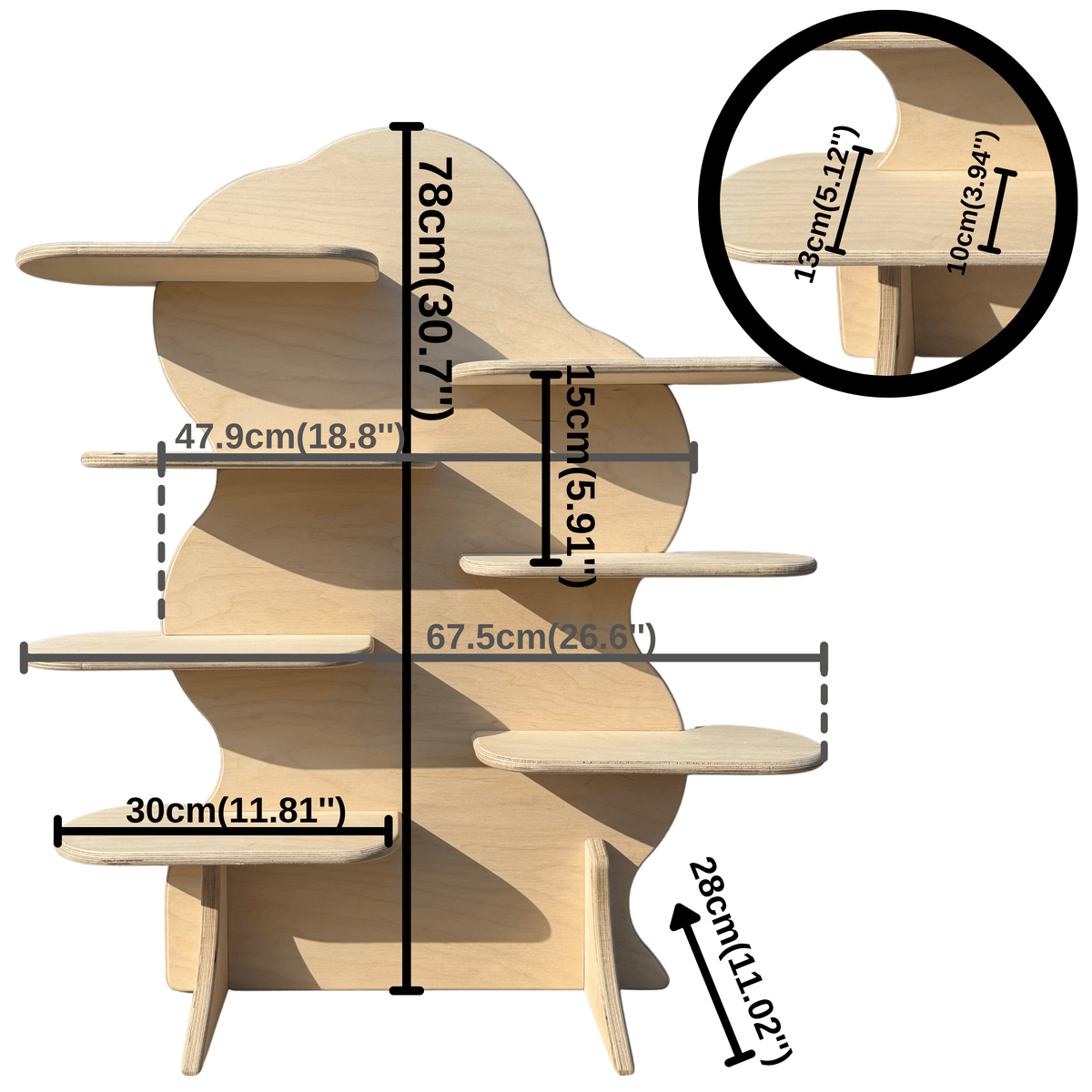 Asymmetrical Wavy Collapsible Wooden Display Stand