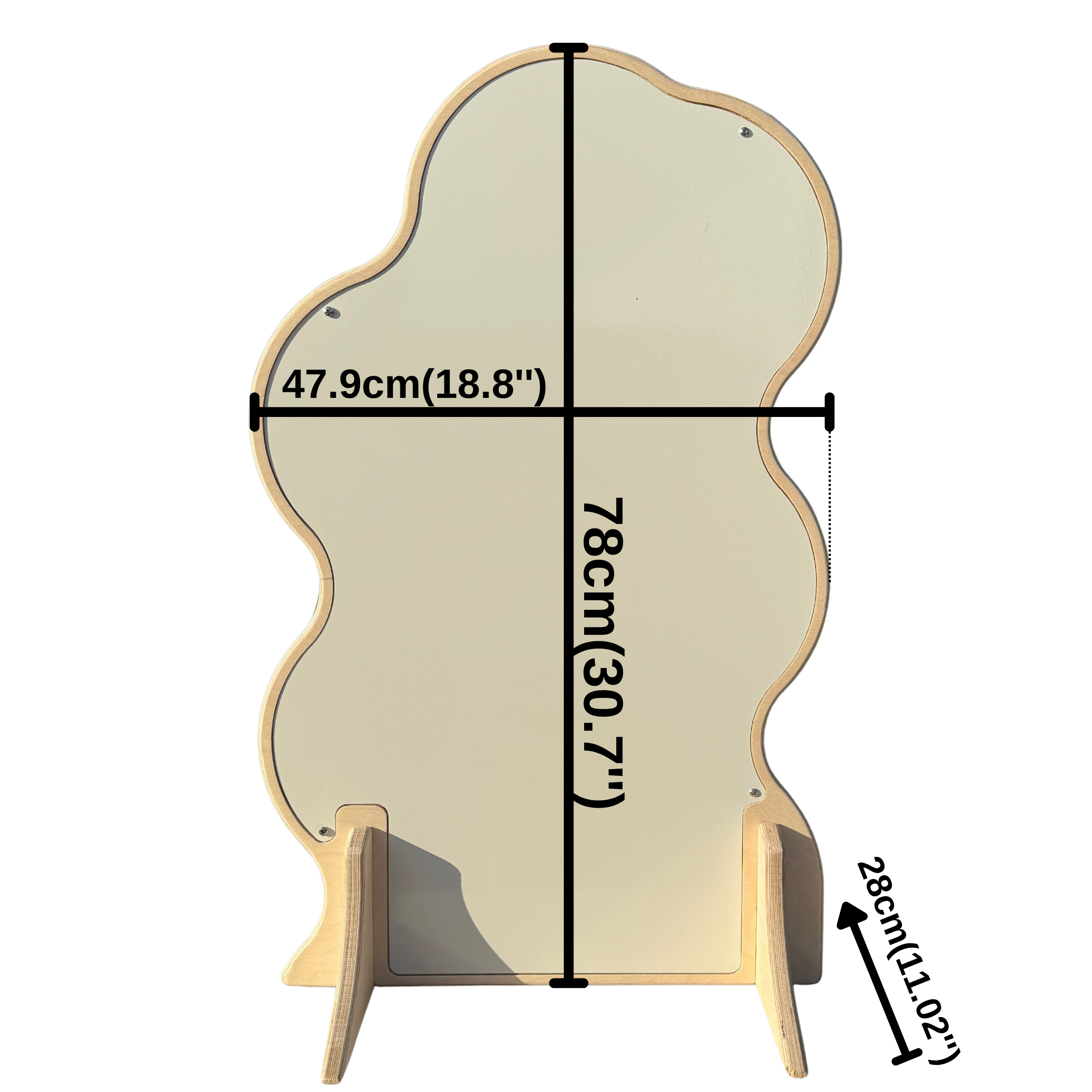 Asymmetrical Wavy Collapsible Wooden Magnet Display Stand | White Metal Surface