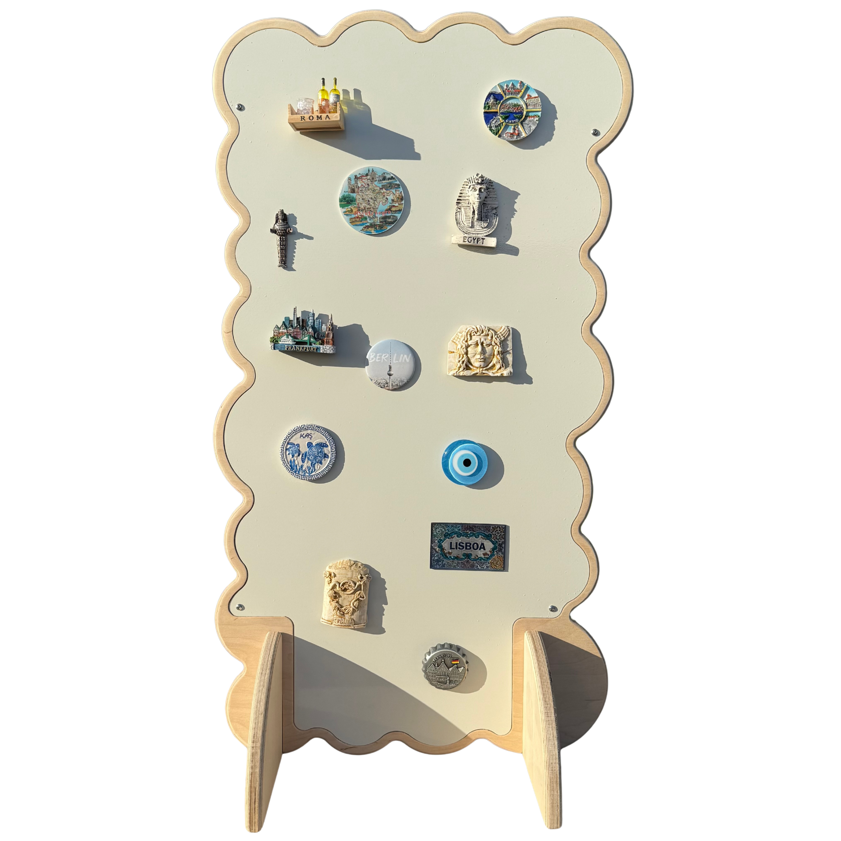 Biscuit Collapsible Wooden Magnet Display Stand | White Metal Surface