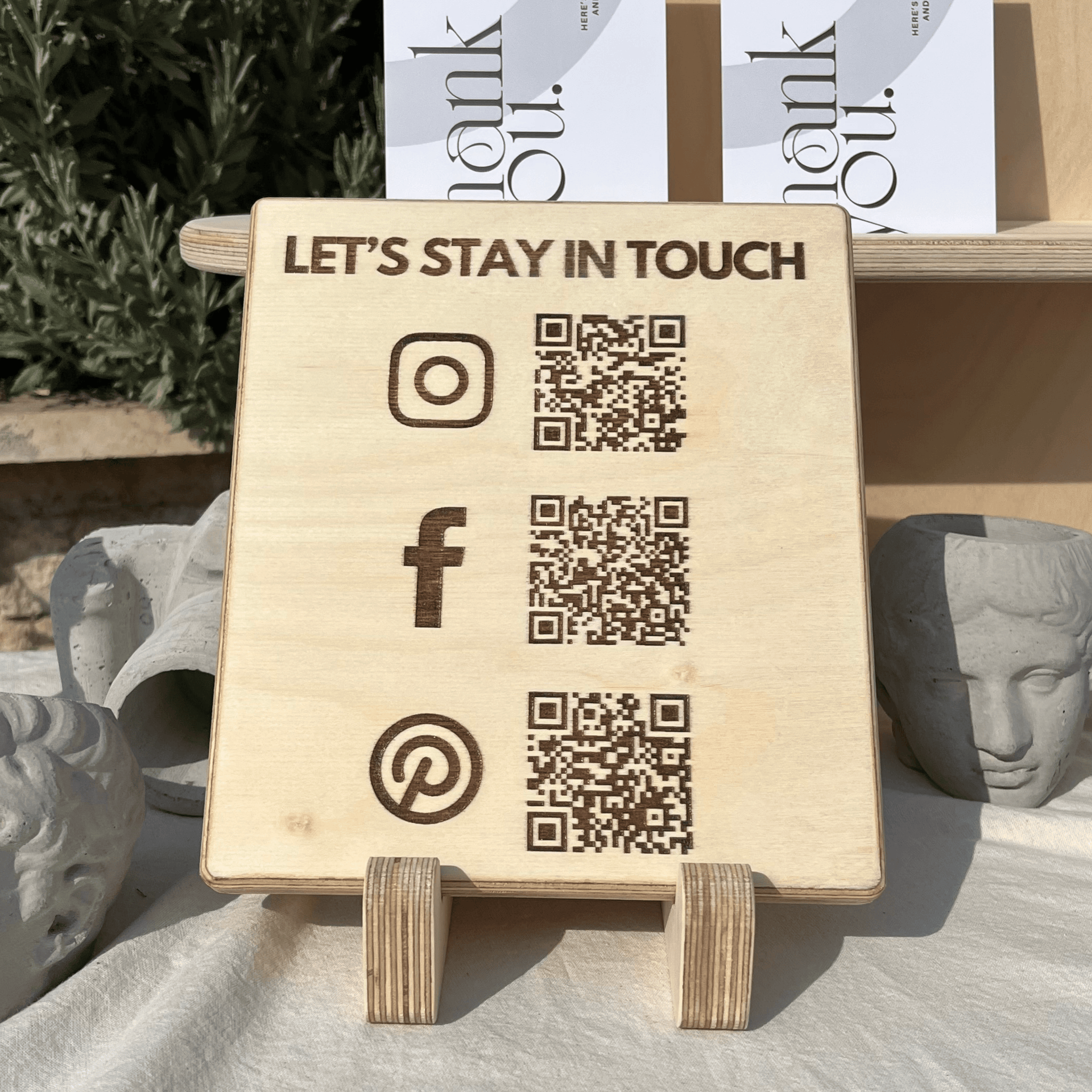 Rectangular Personalized Tilted Wooden QR Code Sign